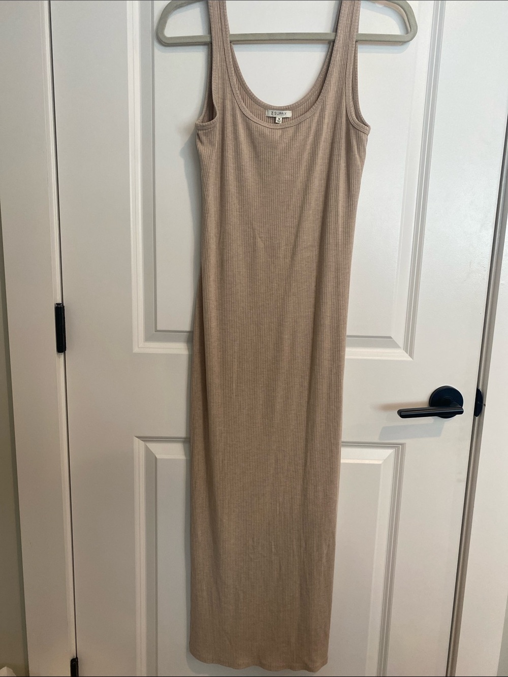 Z Supply Ribbed Tank Maxi Dress in Taupe Beige